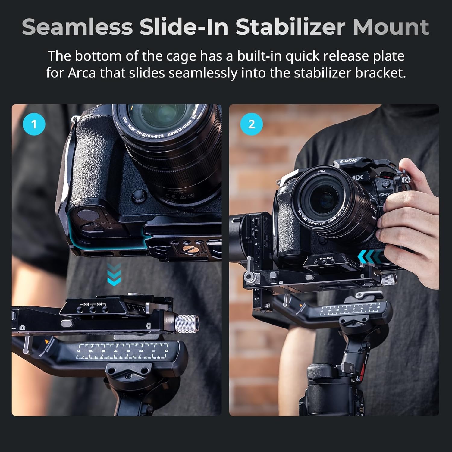 SmallRig Quick Release Cage for Panasonic LUMIX GH7 / GH6, Camera Cage with Patented HawkLock Style Cold Shoe/NATO Rail/Quick Release Plate for Arca, Full Access & Anti-Scratch Design - 4824