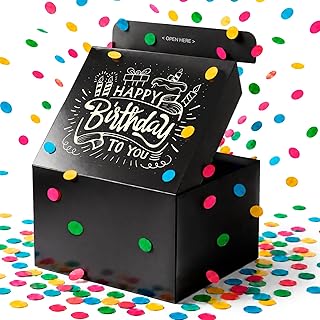 FETTIPOP Originale Geschenkbox DIY, Geschenkkarton Explodierende Konfetti (Premium Black) 18,5x14x11 cm, Überraschung Explosion Gift Box Pop Up
