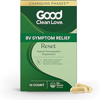 Good Clean Love Reset Homeopathic Vaginal Suppository, Bacterial Vaginosis Treatment for Women, Relieves Itching & Irritation, Feminine Care, Promotes Urinary Tract & Vaginal Health, 10 Capsules