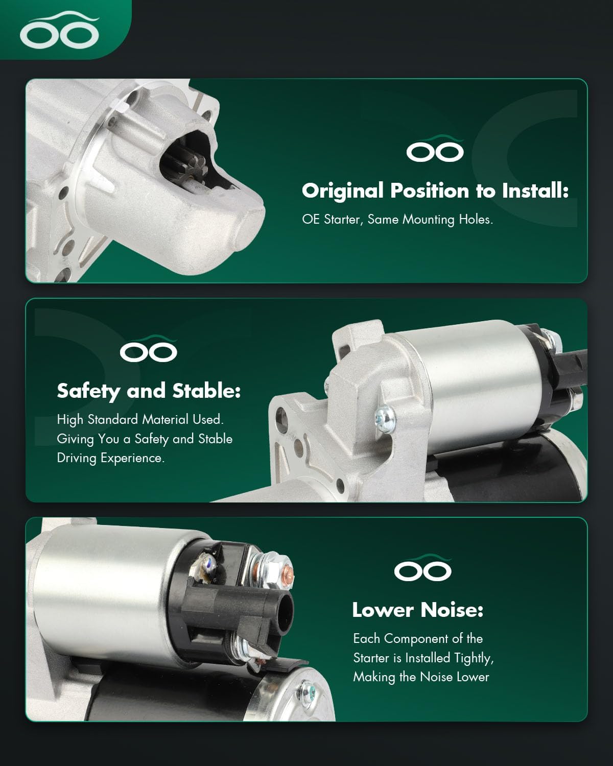 SCITOO Starter Compatible for Mercedes-Benz for CL63 AMG 5.5L 2011-2012,for Mercedes-Benz for GL450 4.7L 2013-2014,for Mercedes-Benz for GL550 4.7L 2013-2016 Engine Starter Motor 19136