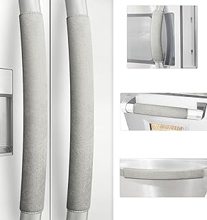 Refrigerator Door Handle Covers, Set of 5, Non-Slip Appliance Handle Covers, Washable Fridge Handle Covers, Keep Your Kitchen Clean, Freezer Microwave Oven Dishwasher Handle Protector(Light Gray)