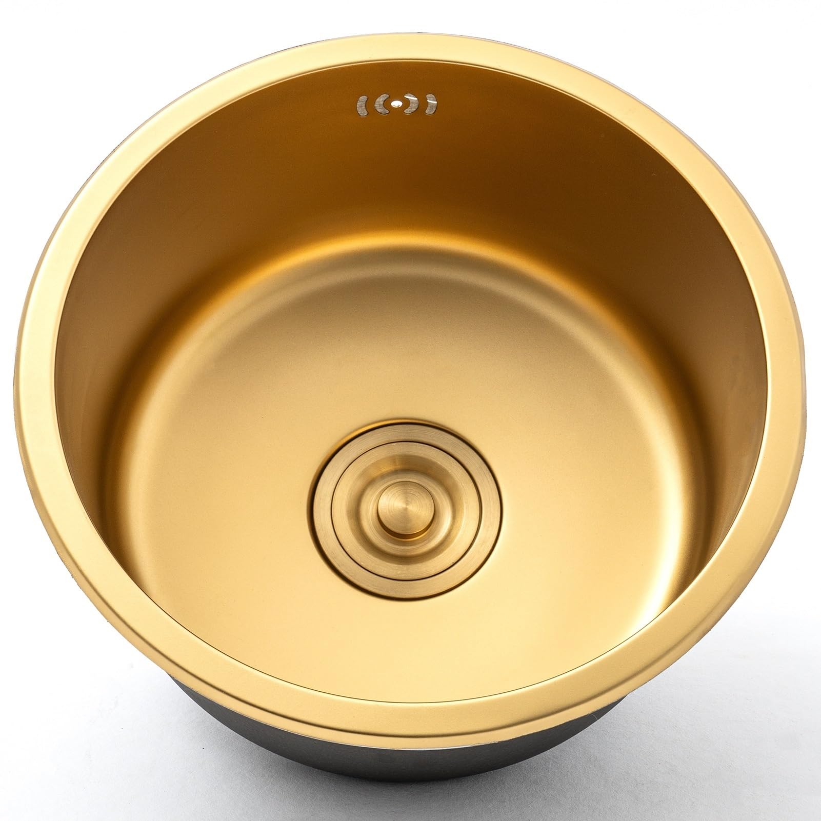 ZQFHSX Stainless Steel Kitchen Sink,Small Sink, Undermount Single Bowl Outdoor Campervan Essential with Silencer Pad, Drainer Fittings, Drop in Flushmount Or Topmount Installation, Gold(40x40cm)