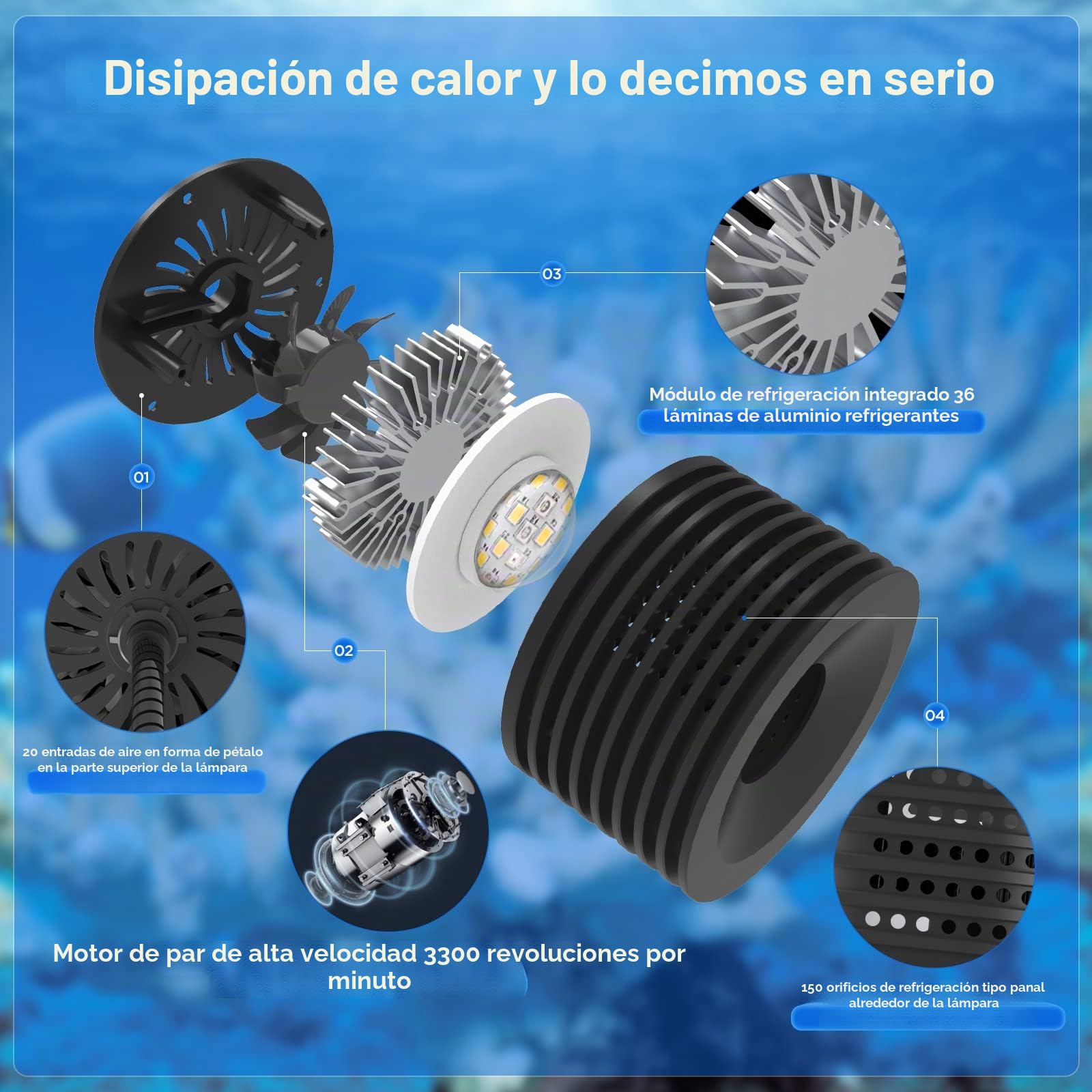 Lominie Iluminación del acuario, Espectro completo 20W LED iluminación del acuario, Clip En Agua Dulce Plantado Luz Cisne Ajustable Cuello De Cisne Para Agua Sal Coral Piscina Nano Refugio Tanque Luz