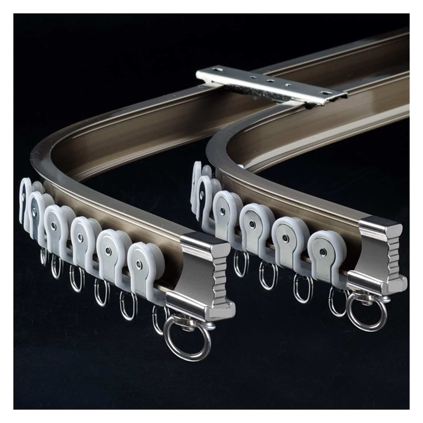 Embrasse pour Rideaux Rails Flexibles Robustes for fenêtres convexes, Fixations de Rideaux silencieuses, Accessoires for fenêtres de Maison(Champagne- Wall,375cm)