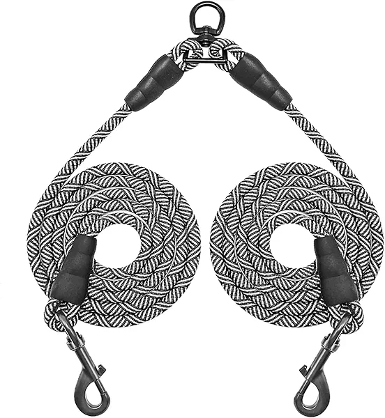 Mycicy 5 FT Double Dog Leash Coupler, Extension Rope for Two Dogs Walking, No Tangle Dual Strong Dog Lead Splitter, for Large Medium Dogs (3/8" X 1.5m -Black)