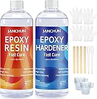 JANCHUN 16oz Crystal Clear Epoxy Resin Kit - Bubble-Free, Anti-Yellowing, Self-Leveling 1:1 Mix for Crafts, Jewelry, Tables, Molds