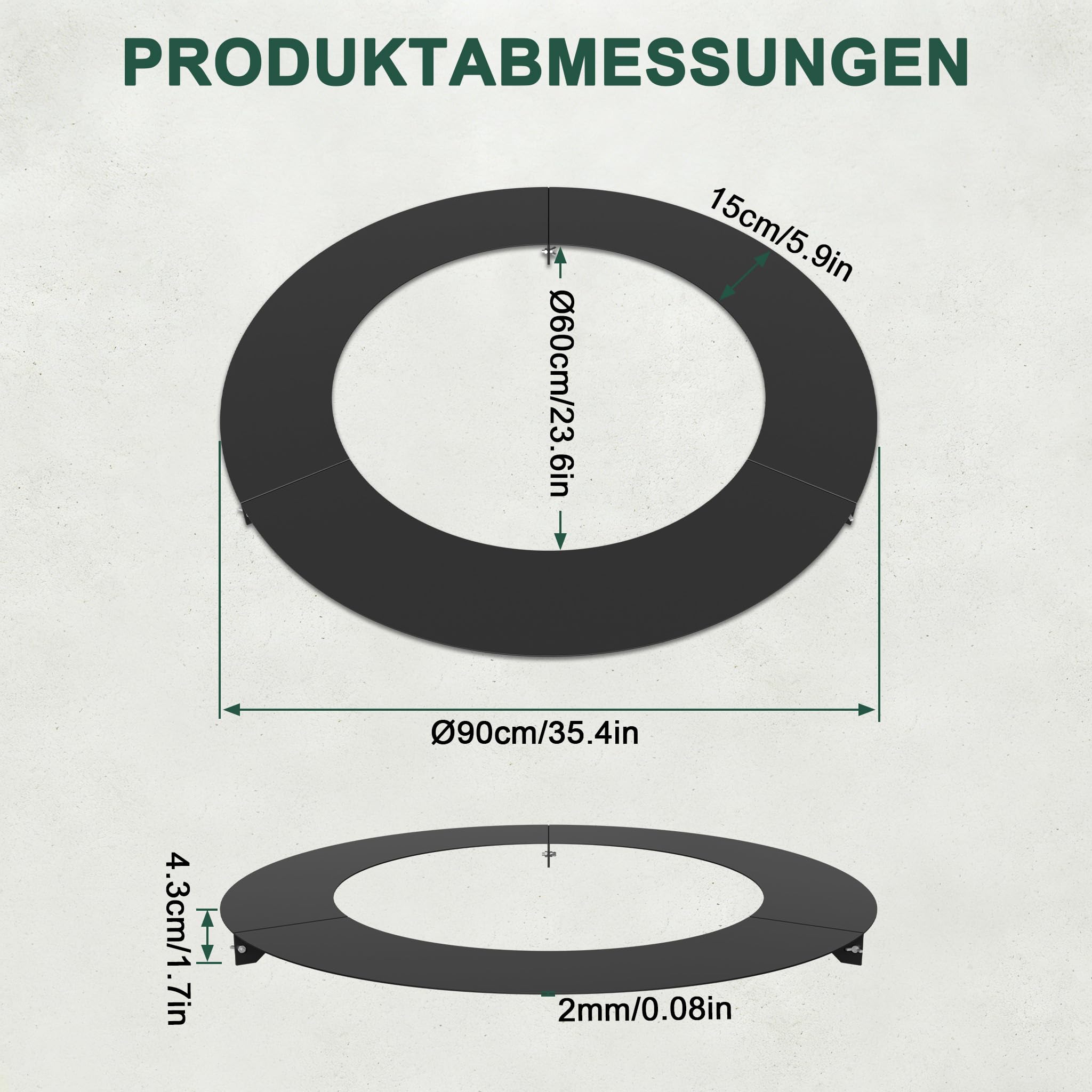 YRHome Rasenkante aus Metall Schwarz Verzinkte Beeteinfassung Ø60/90cm Mähroboter Baumring Mähkante für Bäume & Sträucher Beetumrandung Wetterfest Beetbegrenzung für Baumschutz Gartendeko