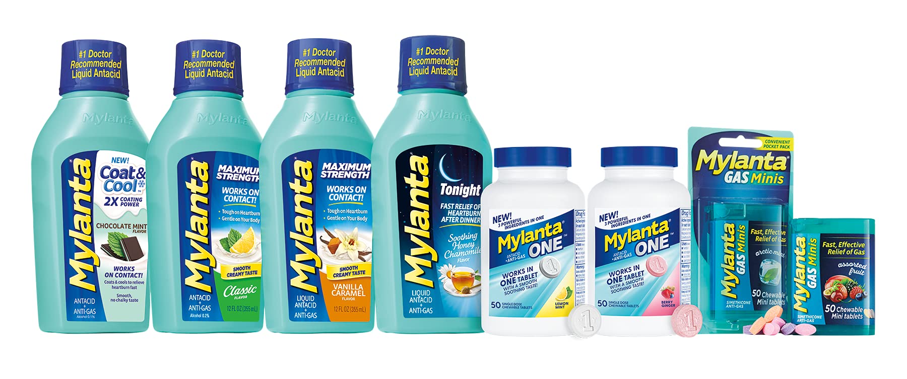 Mylanta One Single Dose Chewable Antacid/Antigas Tablets, Berry Ginger