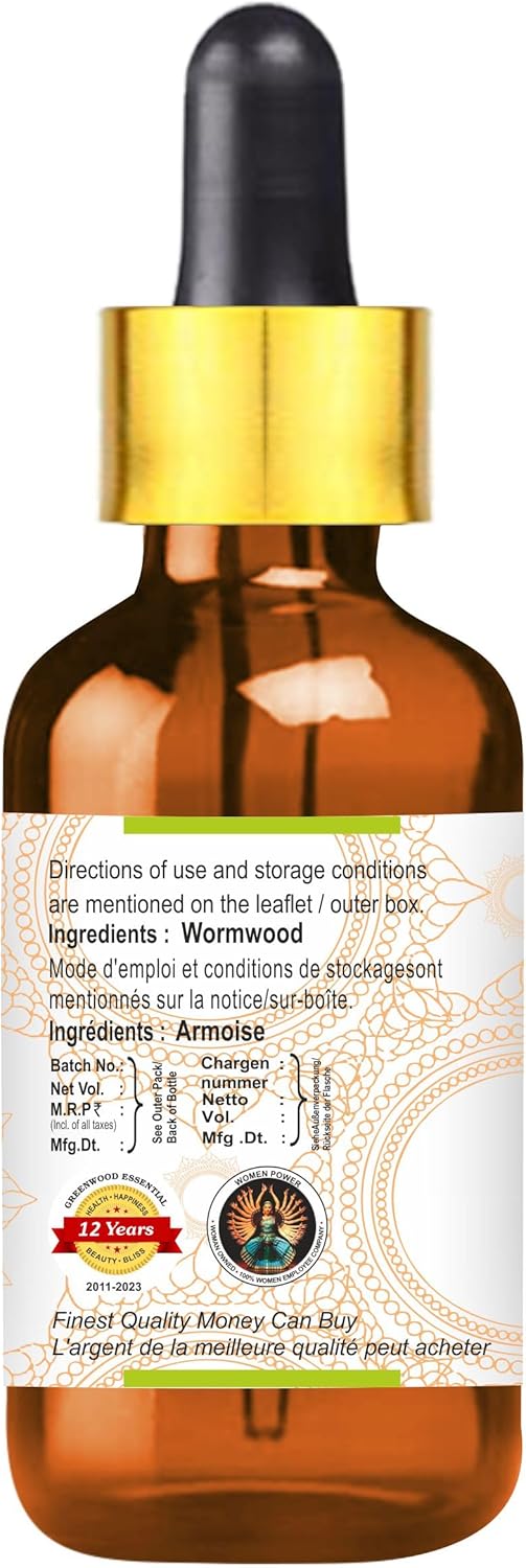 Greenwood Essential Wormwood Essential Oil (Artemisia Absinthium) with Glass Dropper | Pure | Non-Sticky | Non-Greasy | Lightweight | Men & Women | All Skin Types | Steam Distilled 30ml (1 oz) - Image 4