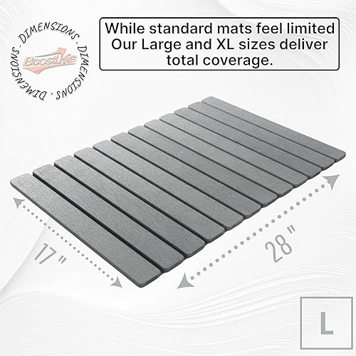 Miniatura 2 de BOOSTLIFE Tapete de baño grande de piedra, plegable, tierra de diatomeas, secado rápido, súper absorbente, antideslizante, fácil de limpiar
