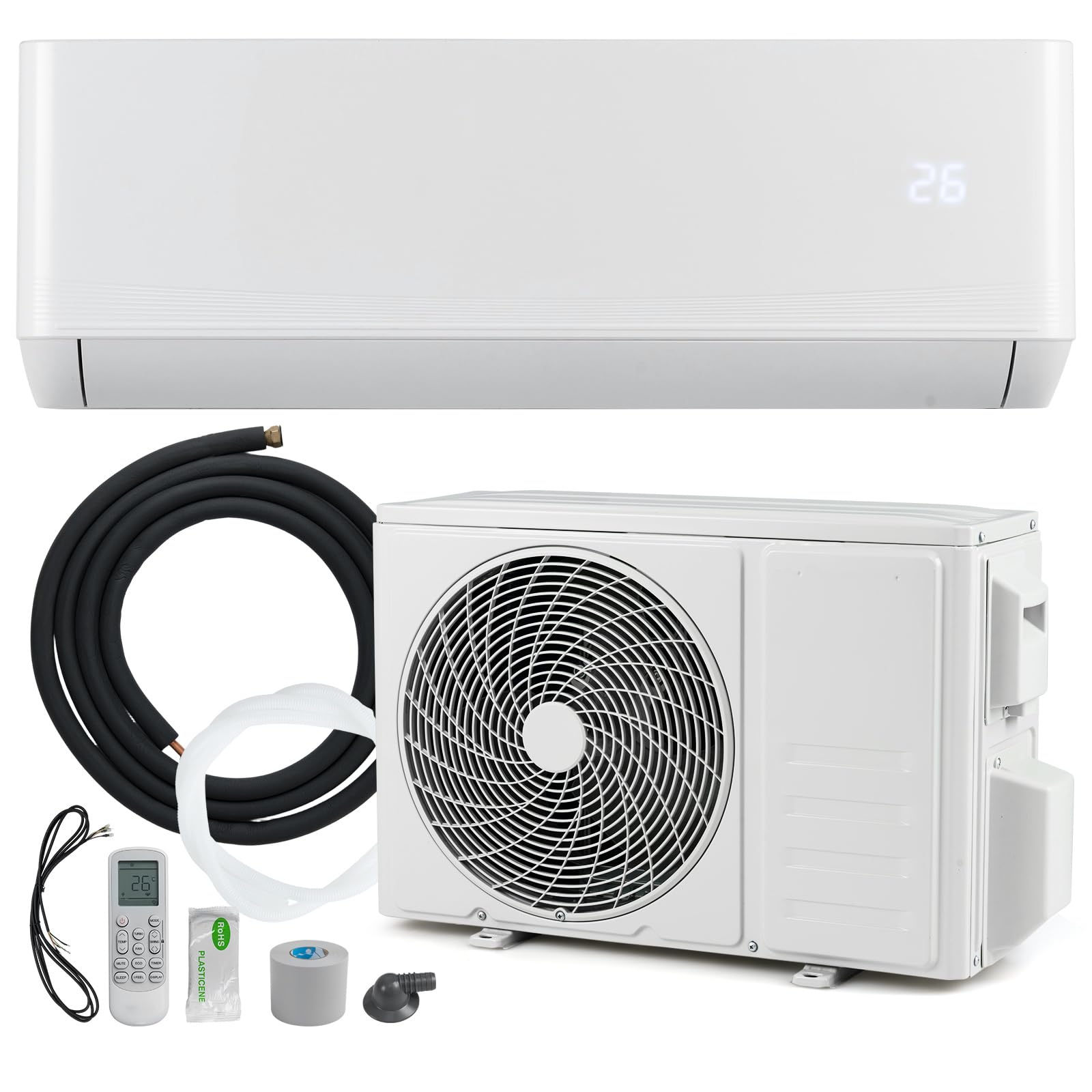 GOPLUS 12000 BTU Split Klimaanlage, Klimagerät mit 7 Modi, 8 Geschwindigkeiten, Klimasplittgeräte mit Heizfunktion & Kühlfunktion, Air Conditioner 3,4kW, für Räume bis zu 70 m²