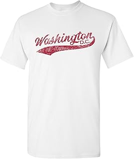 Washington DC City Baseball Script Basic Cotton T-Shirt - 3X-Large - White