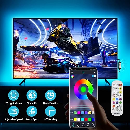 Miniatura 2 de PaneraLux Luces LED para TV de 50 a 80 pulgadas retroiluminación LED de TV tira de luces de 164 pies para computadora HDTV con control remoto por