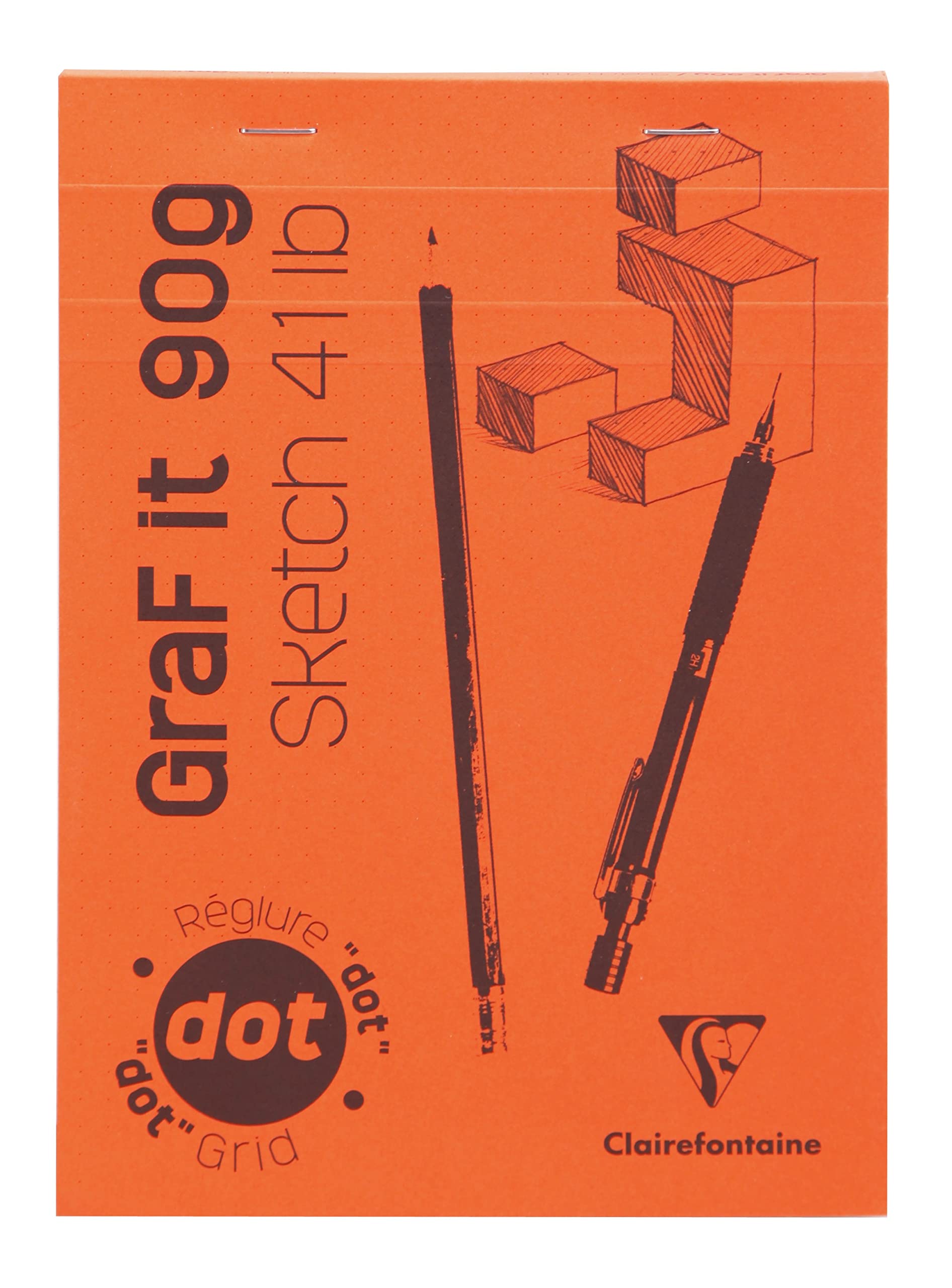 Clairefontaine 96651C - Packung mit 10 Skizzenblöcken GRAF IT, DIN A5 14,8x21cm, kopfseitig geheftet, Dot Lineatur 80 Blatt 90g, farbig sortiert, 1 Pack