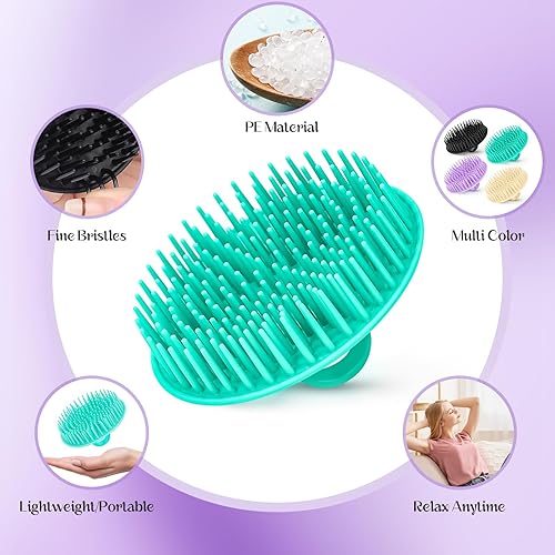 Miniatura 8 de YEALIFE Paquete de 4 cepillos exfoliantes para el cuero cabelludo, cepillo de limpieza para caspa, cepillo masajeador flexible para cuero cabelludo,