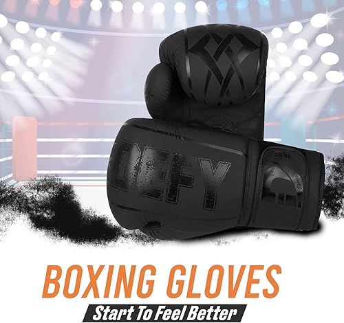 Miniatura 8 de DEFY - Guantes de boxeo para hombres y mujeres, guantes de boxeo de cuero sintético de alta calidad para entrenamiento, perfectos para perforar