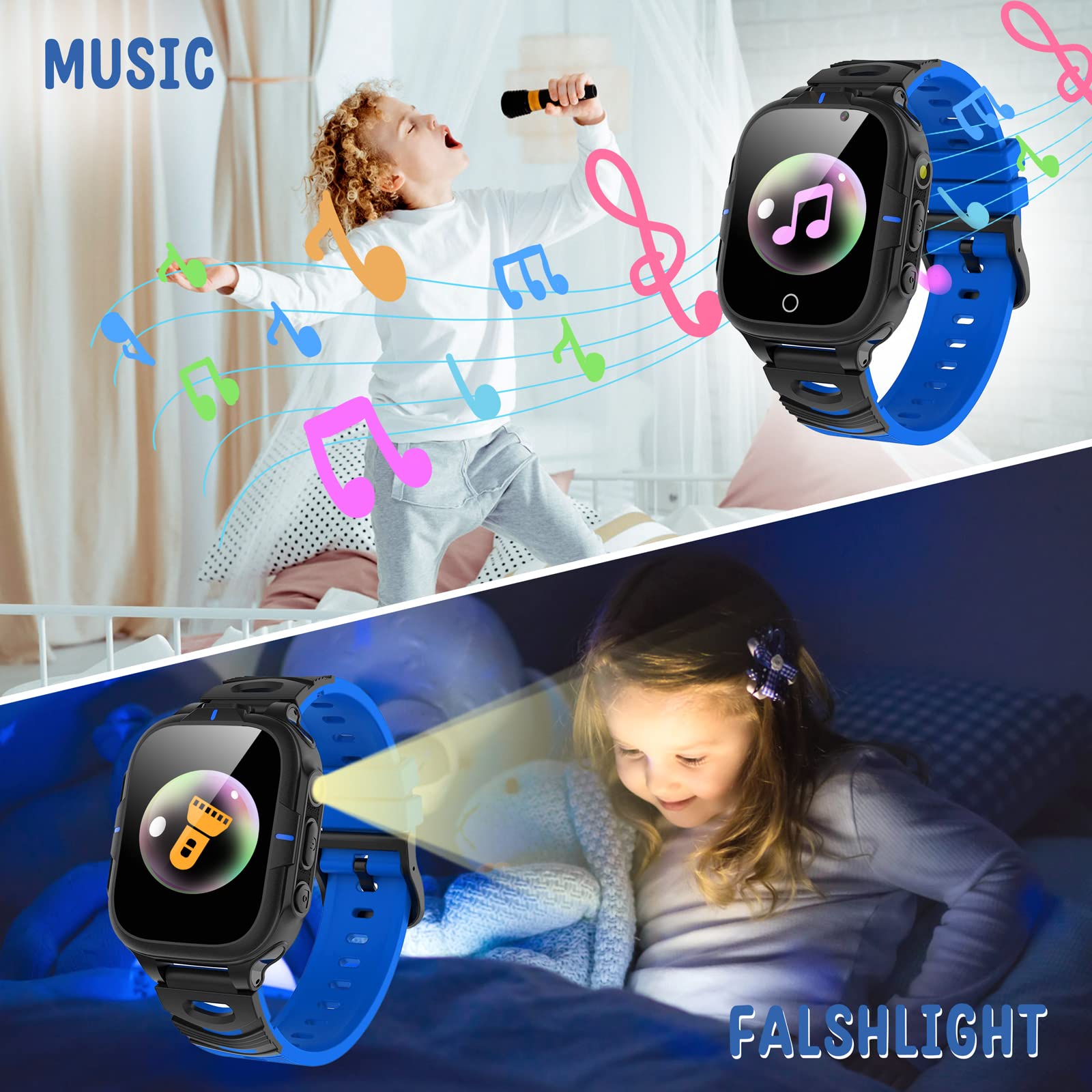 Orologio Smartwatch Bambini con 24 Giochi, Smartwatch Bambini Telefono per Ragazzo e Ragazza Musica Fotocamera SOS Cellulare Torcia Sveglia, Orologio per Bambino Regalo di Compleanno