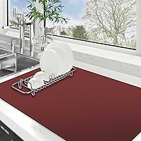 Vista 28 de WISELIFE Tapete de secado de platos súper absorbente, tapete de secado de platos grande para encimera de cocina, tapete de secado de platos fácil