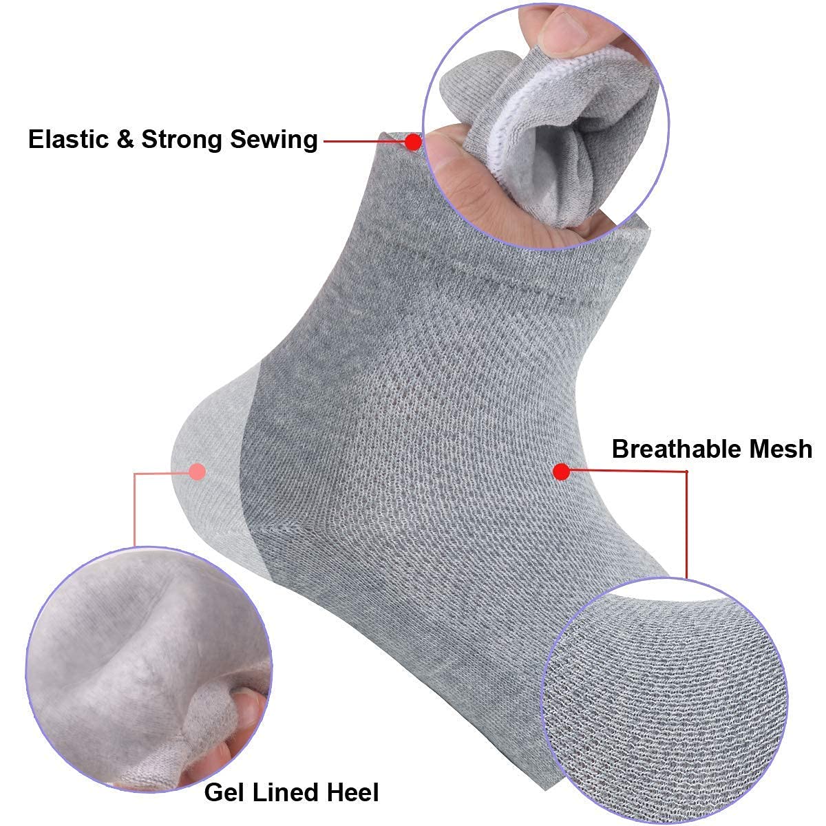 EXIFYLL Heel Pain Relief Silicone Gel Pad Heel Protector Socks with Spa Botanical for Men and Women Soft Cotton Heel Socks, Dry Cracked Skin Free Size ,Heel Pain Relief Silicone Gel Pad Heel Protector Socks with Spa Botanical for Men and Women Cotton Socks 2