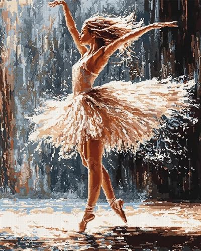 YarnAdventures Dancer Cross Stitch Kits for Adults,Ballet Girl,11CT Counted Printed Cross Stitch,DIY Embroidery Kit for Home Wall Decor,16x20in