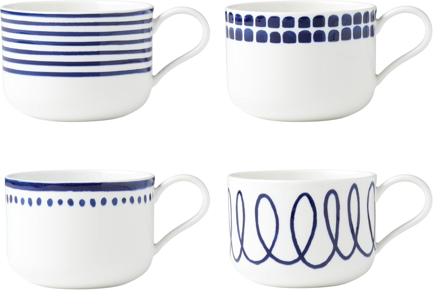 kate spade new york Charlotte Street 4-Piece Assorted Mugs, Blue