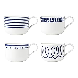 kate spade new york Charlotte Street 4-Piece Assorted Mugs, Blue