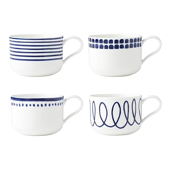 kate spade new york Charlotte Street 4-Piece Assorted Mugs, Blue