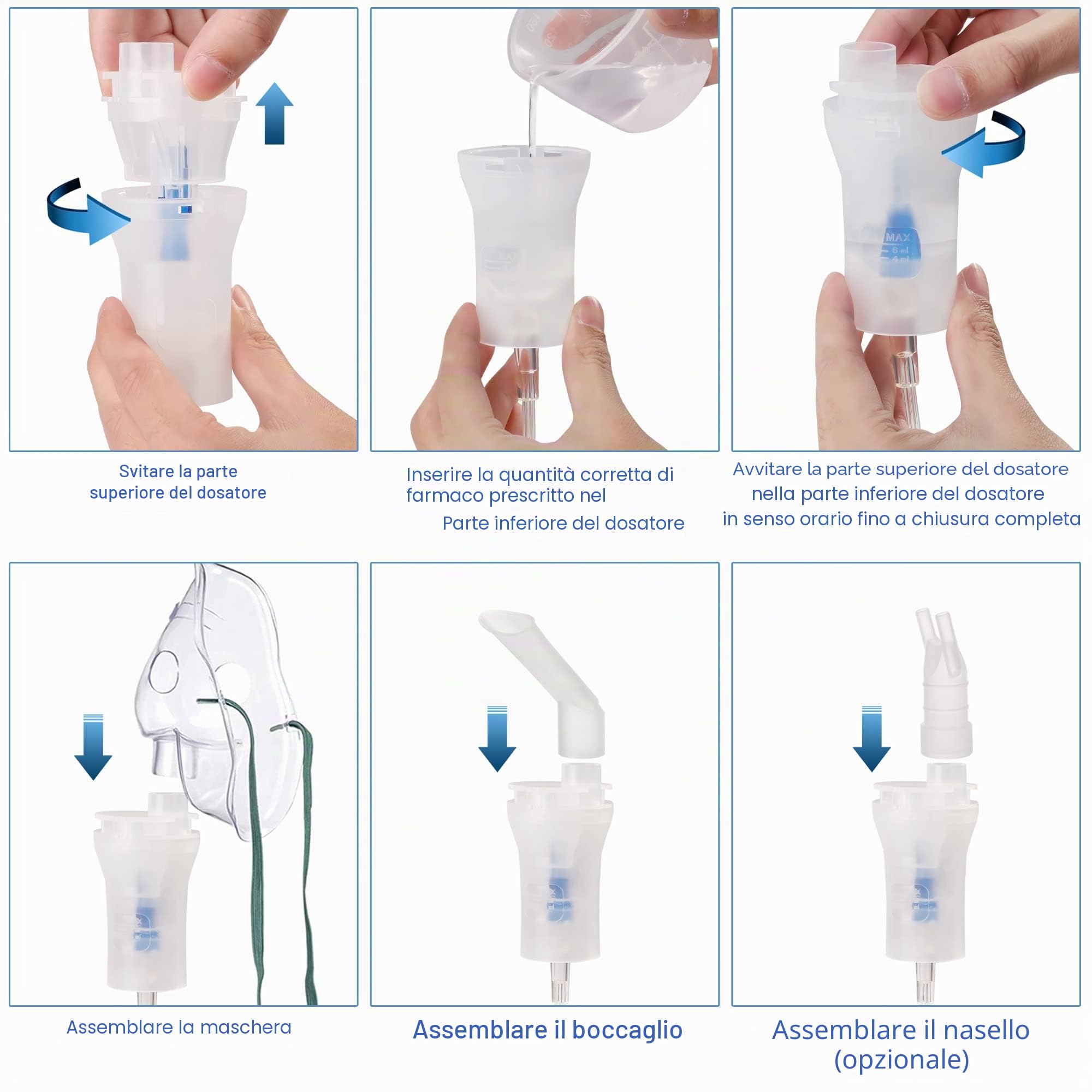Aerosol portatile per Adulti e Bambini, Nebulizzatore con Compressore Inalatore Con Doccia Nasale un Trattamento delle Respiratorie come asma raffreddore e allergie