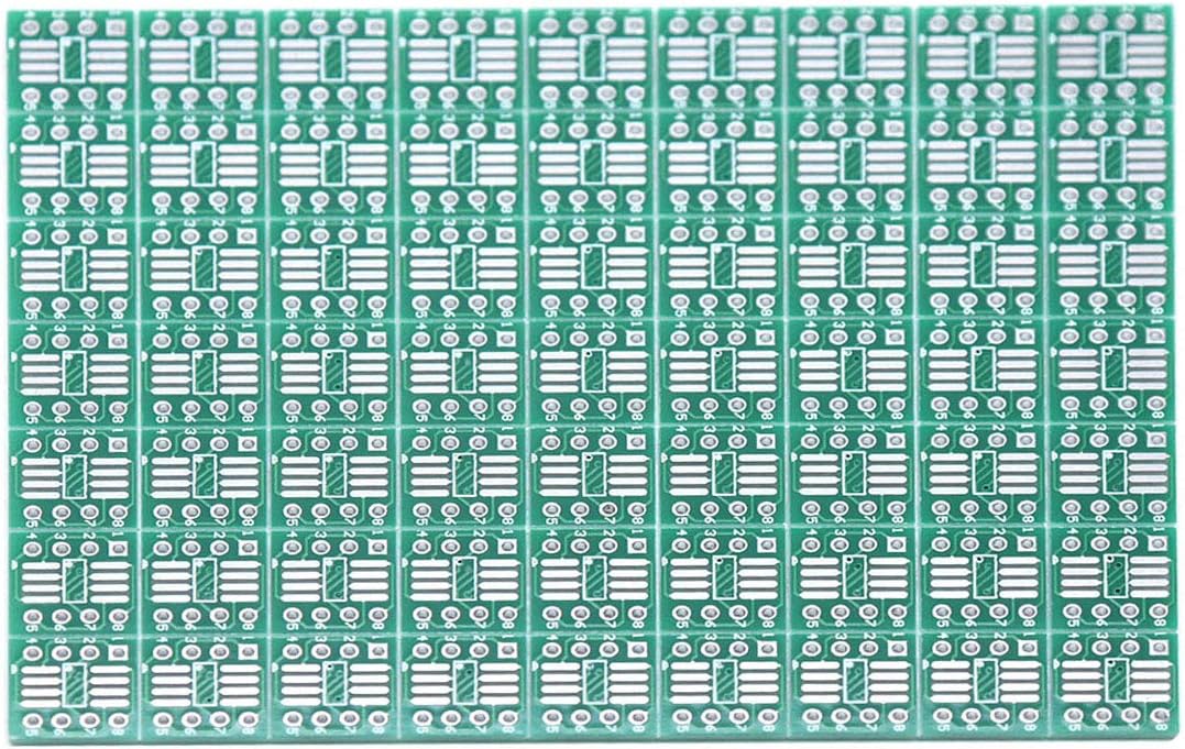 Sscon 100pcs SSOP 8 Pin 0.65 / SOP 8 Pin 1.27 to DIP Adapter PCB Board SMD Converter Green