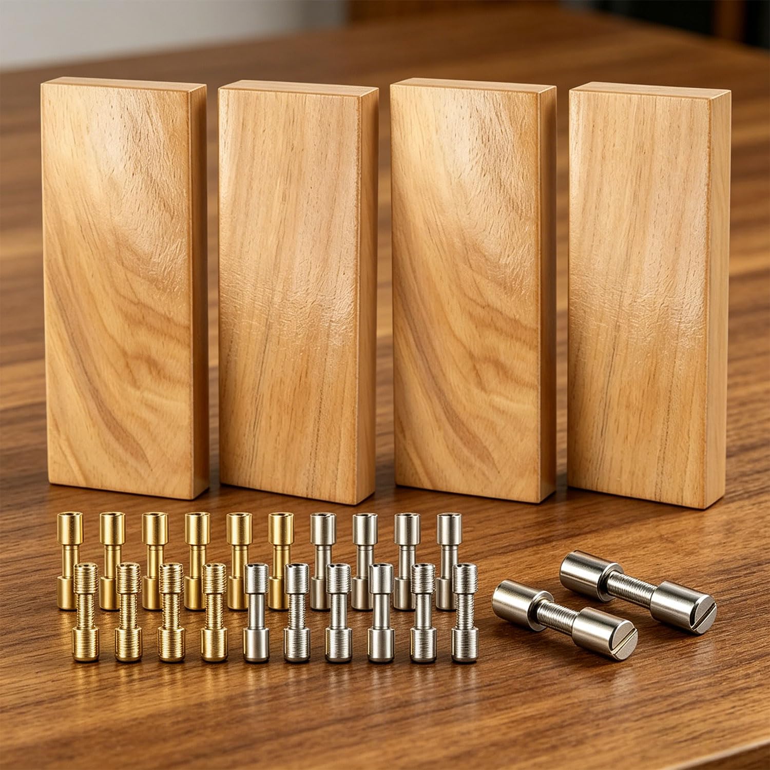 Tornillos de fijación de latón y acero inoxidable para trabajos de madera seguros y proyectos decorativos, cortadores de cocina