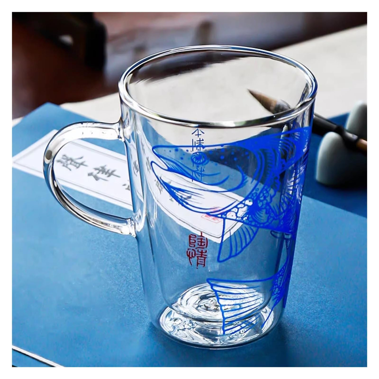Szklany kubek, Szklane kubki do kawy z podwójnymi ściankami i uchwytem, ​​280 ml