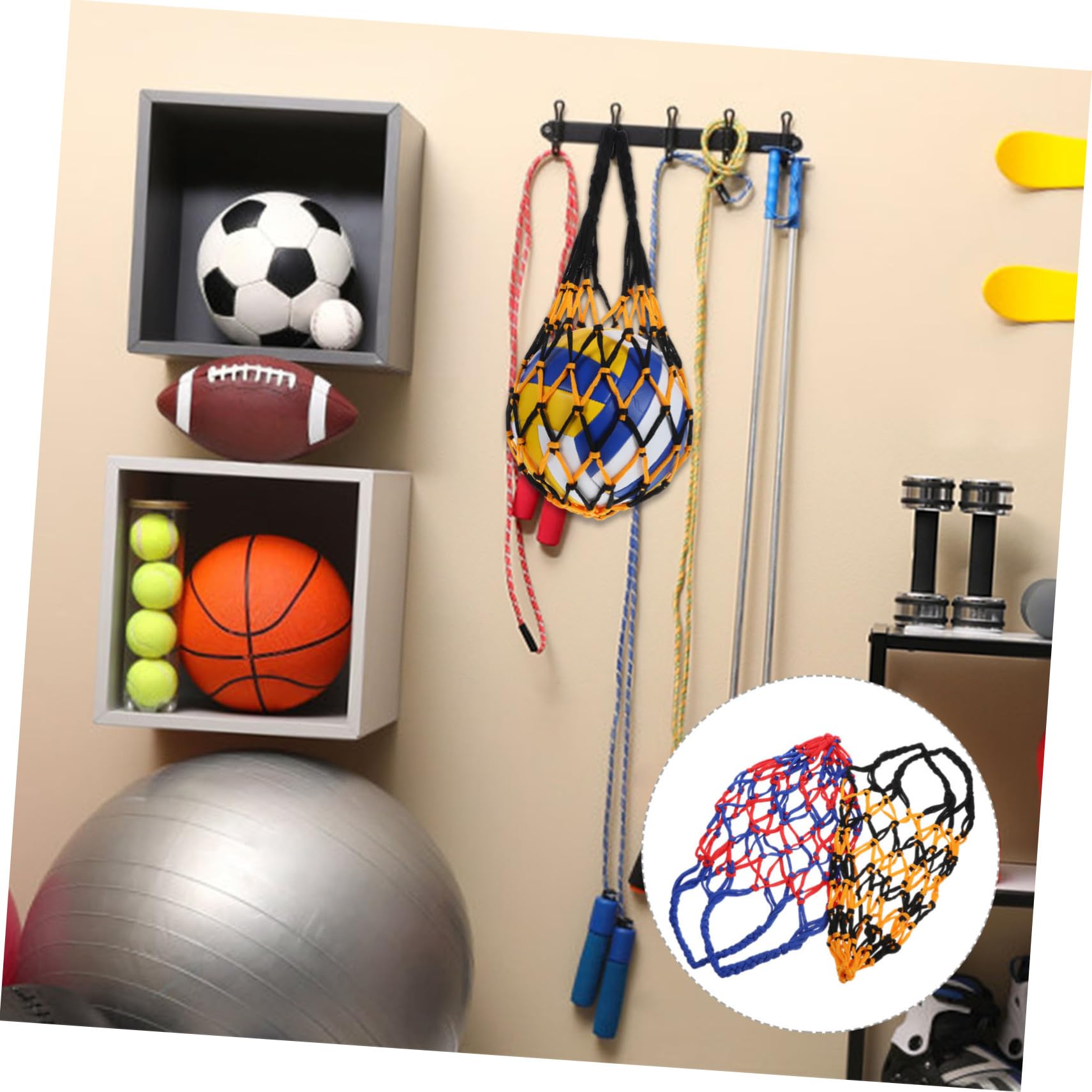 HANABASS Tragbare Ballnetztasche Netztasche Einkaufstasche Organizer Fußballtaschen Basketball Mesh Netz Fußball Tragetaschen Trainingsball Aufbewahrungstasche Sportbedarf Fußball