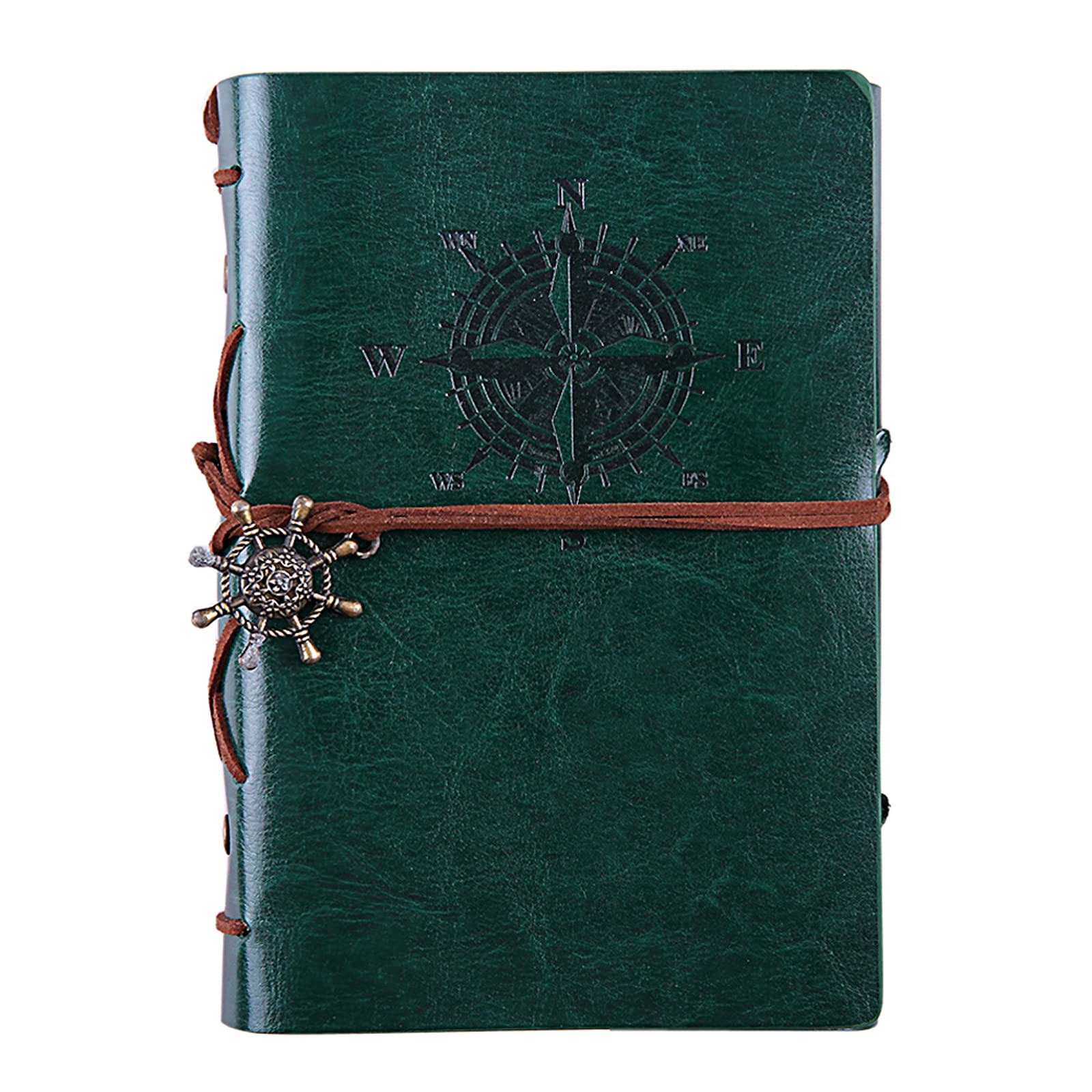 NectaRoy Vintage Retro PU Leather Cover Notebook Journal Diary, Nautical Spiral Blank String Daily Notepad Travel to Write in, Kraft Paper, Classic Embossed, Loose Leaf