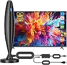 TV Antenna for Smart TV Indoor, Digital Antenna for Local Channels, Support 4k 1080p with Strong Magnetic Base, Long Range Reception with Amplifier Signal Booster for Old/HD TVs