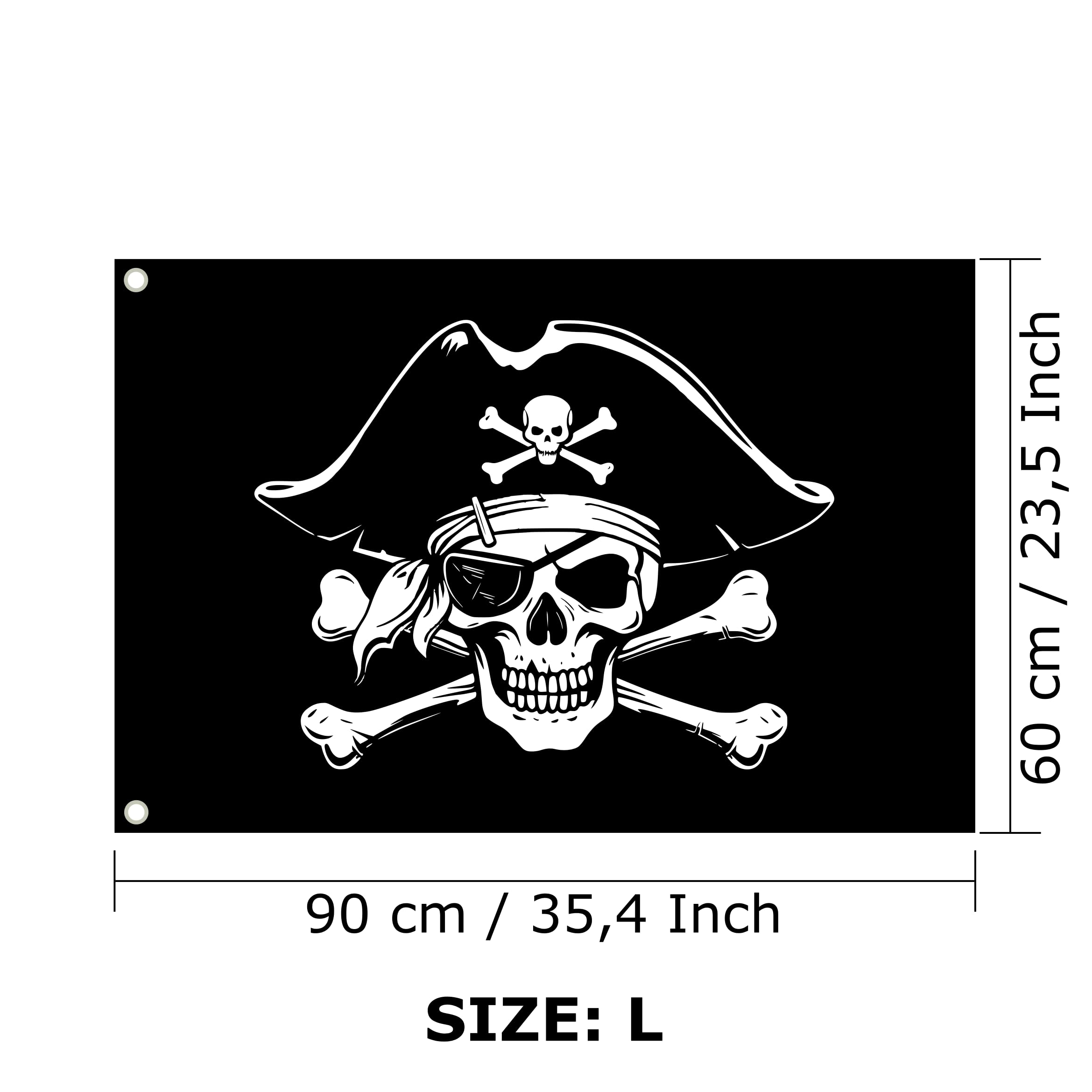 Pirate Flag in Various Sizes, Weatherproof with Eyelets, Outdoor and Indoor, Flag for Flagpole 100% Polyester (Skull 2, L) - Image 2