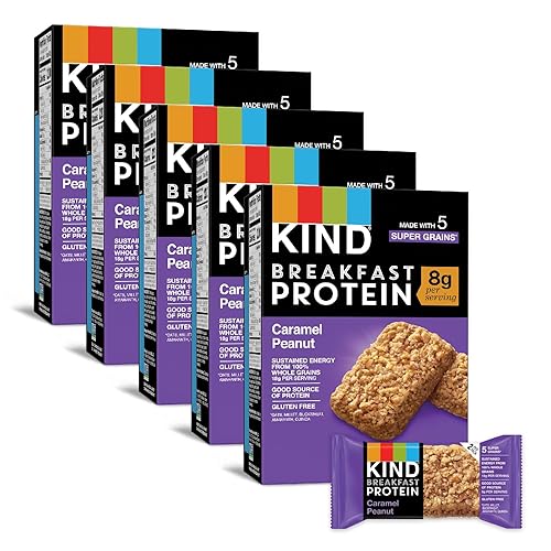KIND Barras de proteína de desayuno, maní caramelo, aperitivos saludables, sin gluten, 30 unidades