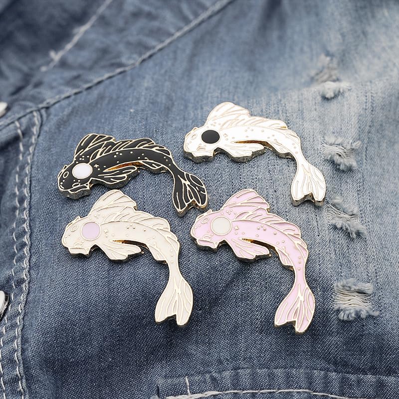 Image of 2Pcs coadipress Lovely Fish Brooch Enamel Lapel Brooches Pin Set Cute Cartoon Koi Fish Pins for DIY Backpacks Clothes Bags Jackets Hat Jewelry Accessories Gift