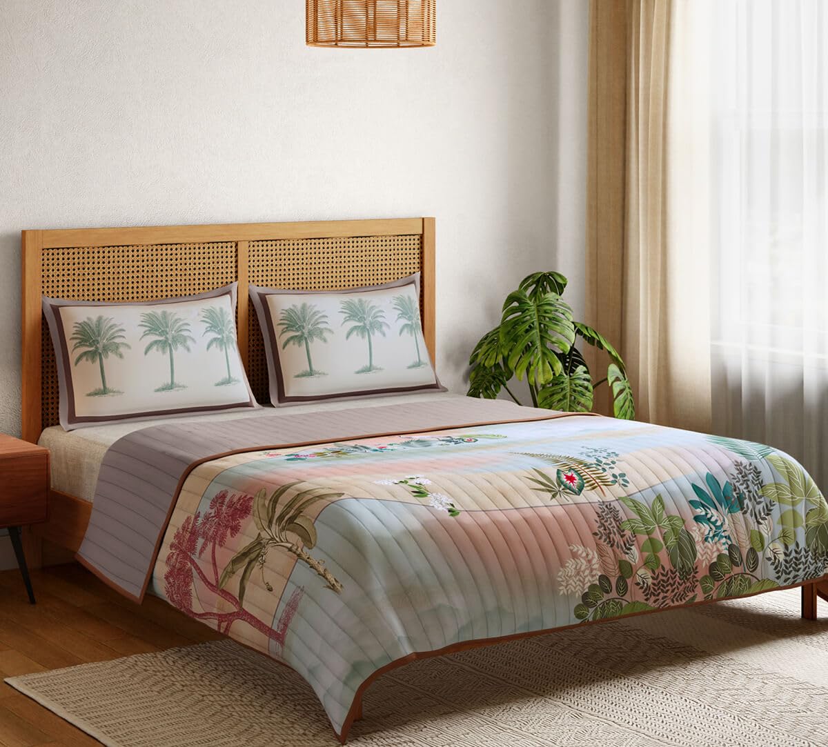 India Circus by Krsnaa Mehta Pathway of Pergolas King Size Quilted Bed Cover Bedsheet Bedspread with 2 Pillow Case for Double Bed Durable and Lightweight (228 cm x 274 cm)-picture-13