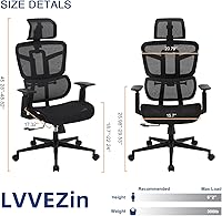 Vista 2 de Silla de oficina ergonómica, silla de escritorio con altura ajustable, soporte lumbar, sillas de computadora de malla con respaldo alto