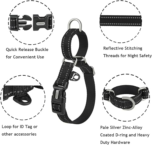 Miniatura 2 de Ewinoom Martingale Collar para perros, con cierre de liberación rápida, collares ajustables sin tirones para perros machos y hembras (M, flamenco)