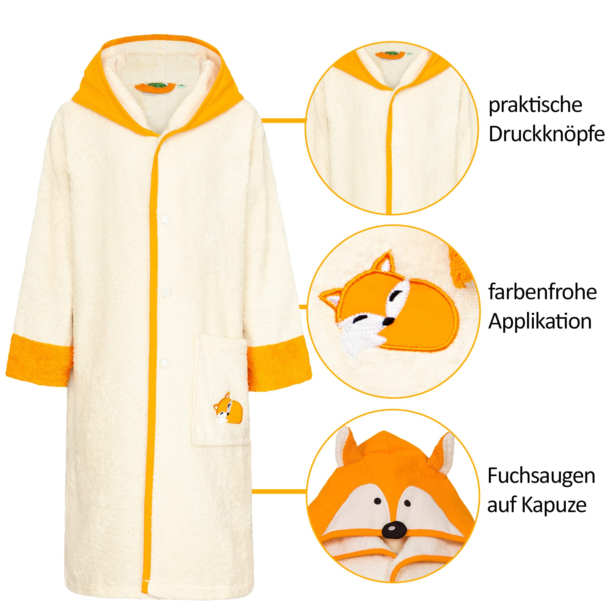 Smithy Kinderbademäntel Kinder Füchse los Natur 98/104