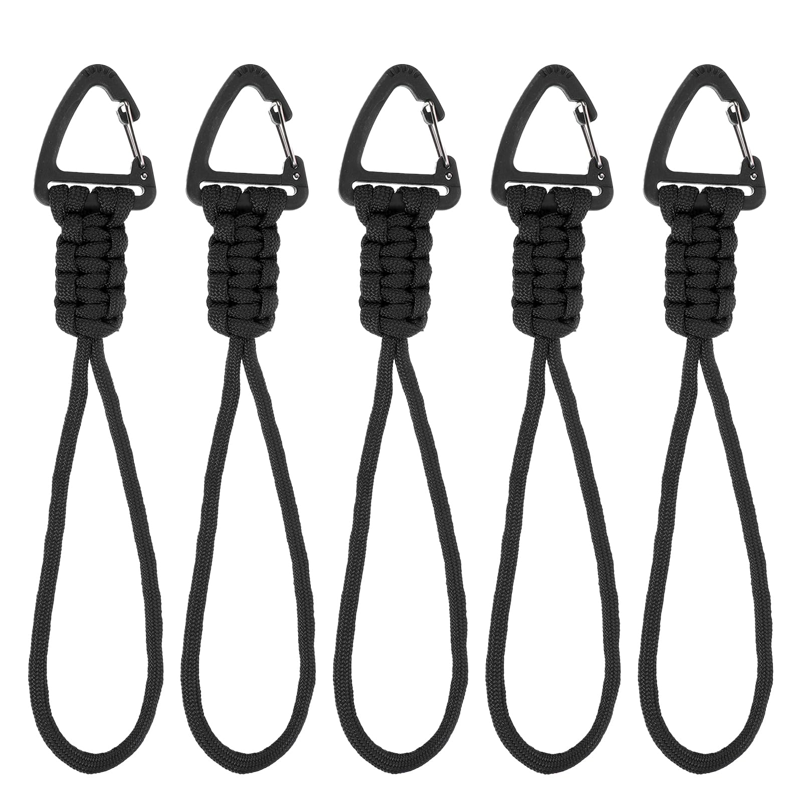 PATIKIL Paracord Keychain, 5 Pcs Survival Lanyard Keychain Cord with Hook Suitable for Camping Hiking Clip Key Backpack Tool Outdoor Fishing Key Ring, Black
