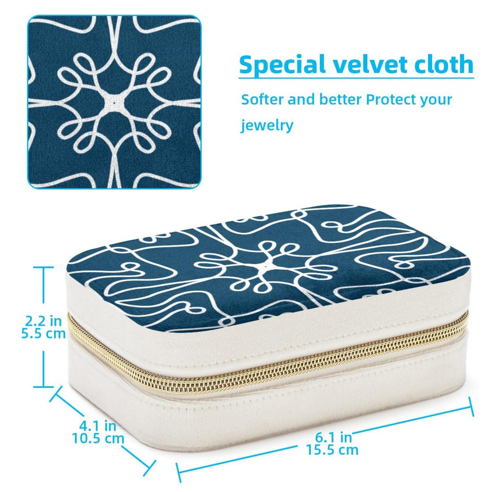 Boîte à bijoux de voyage en velours pelucheux, petite boîte à bijoux de voyage pour femme, motif floral géométrique