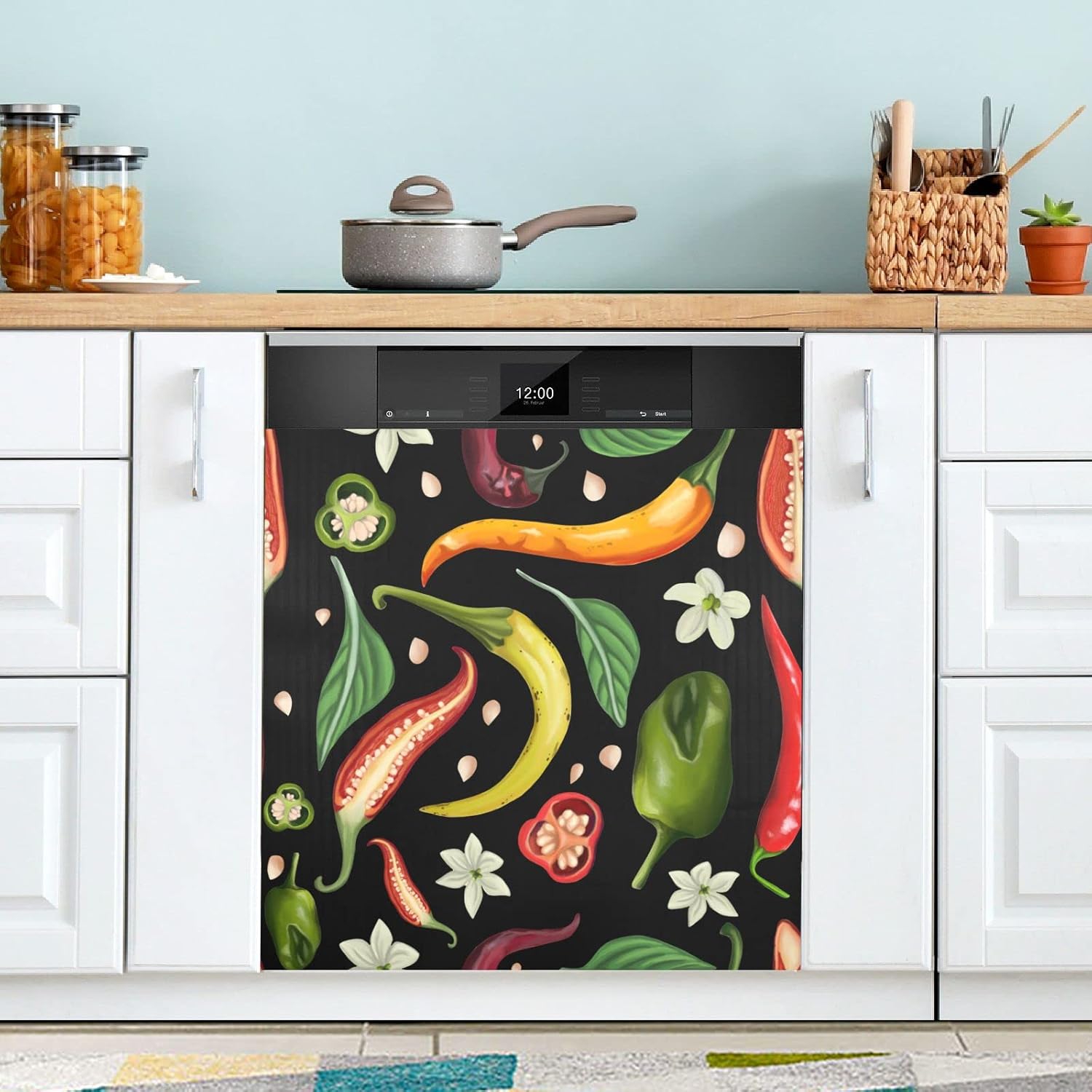 Hot Peppers Chili Dishwasher Cover Front Door Colorful Vegetables Decorative