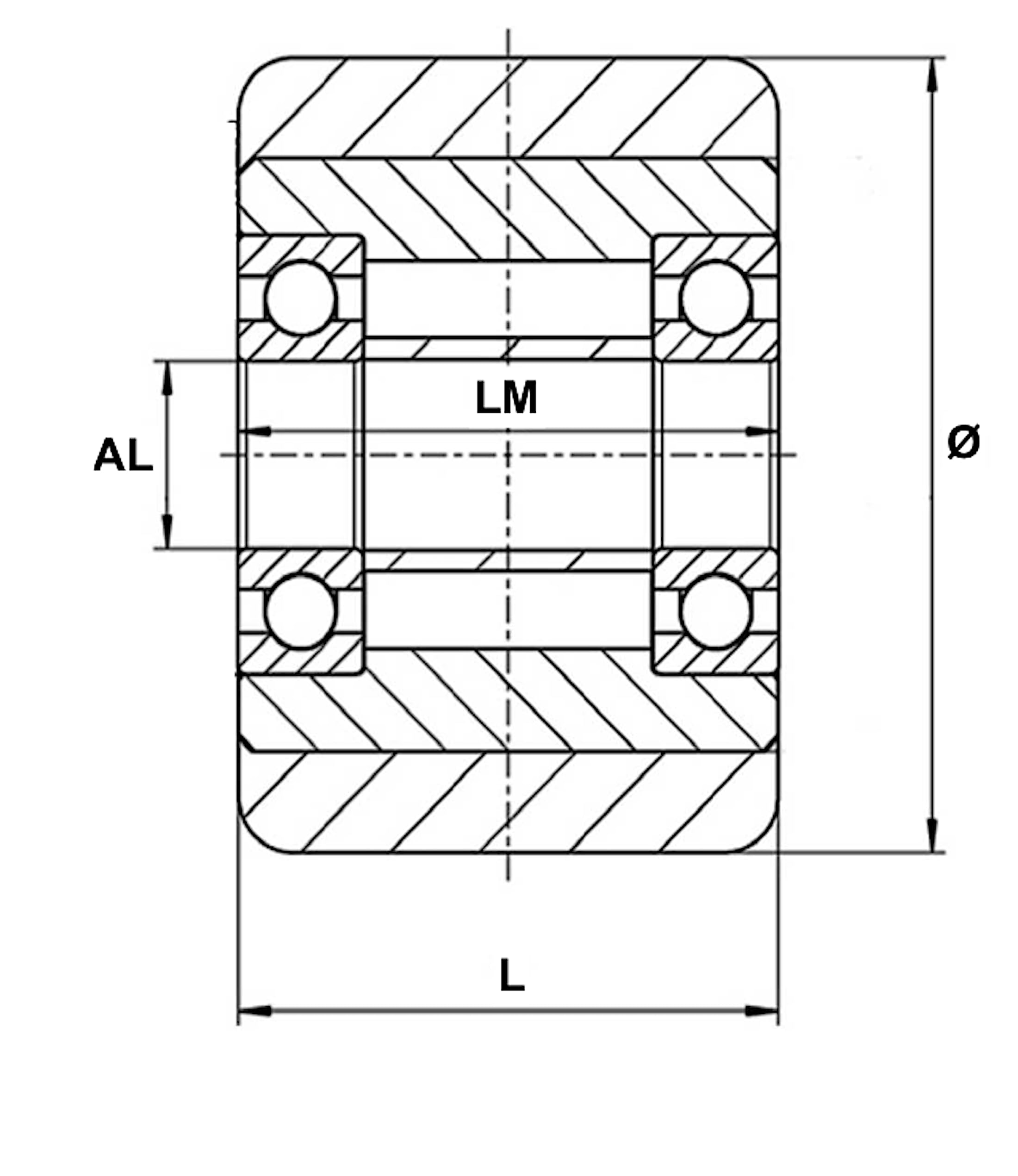 Galet 85 x 95 Polyuréthane corps acier - Alésage (AL) : 20 mm