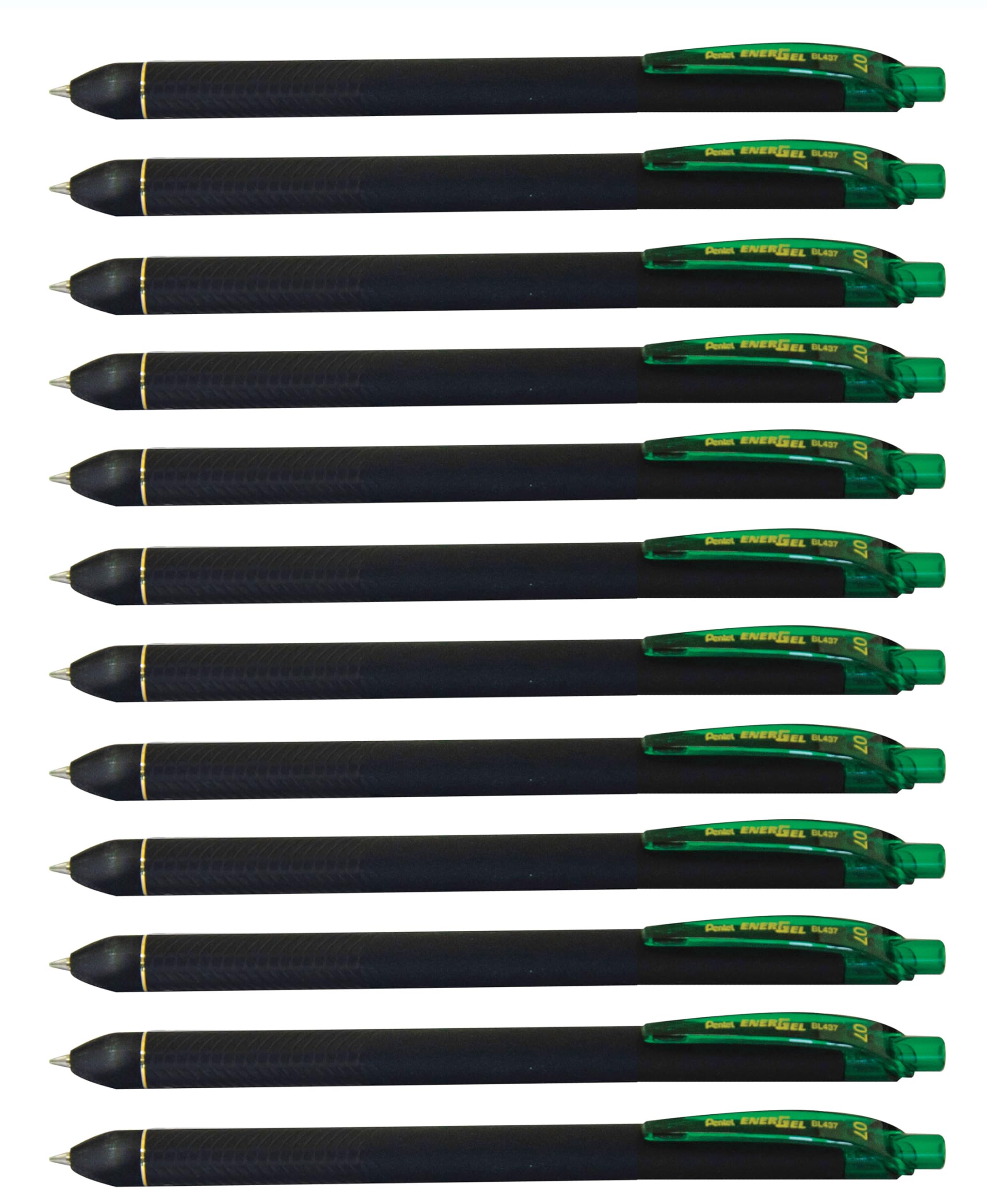 Pentel EnerGel Kuro Liquid Gel Pen, (0.7mm) Medium line, Green Ink, 12 Pack (BL437R1-D)