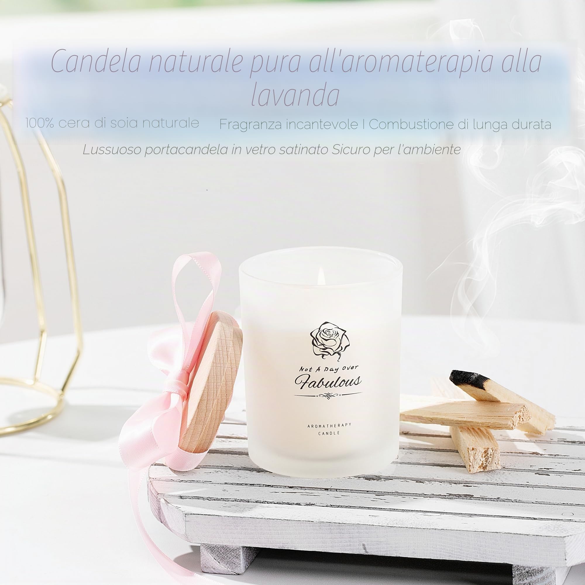 Regalo donna, Candela Profumata di Lusso da 350g 丨 Bracciale in Diaspro e Lava 丨 Sapone Artigianale alla Rosa 丨 Specchio per il Trucco, Bomboniera candela, regalo donna compleanno, regali per lei