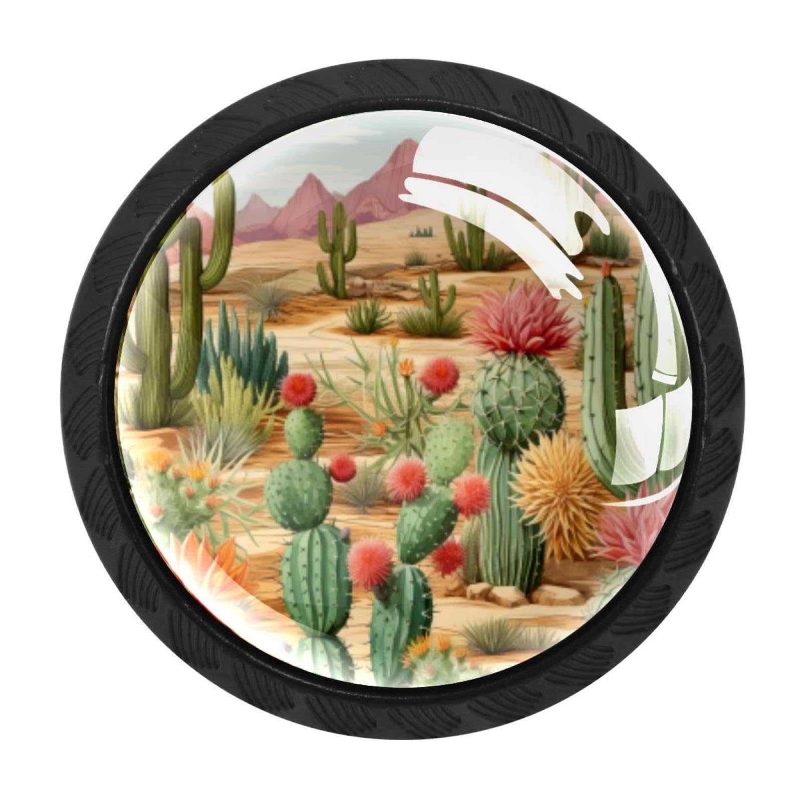 CHENZZZZ 4 Pack Cactus Kitchen Cabinet Knobs Drawer Knobs Dresser Knobs Matte Black Zinc Knobs Drawer Pulls Door Knobs Dresser Drawer Handles Knobs for Dresser Drawers