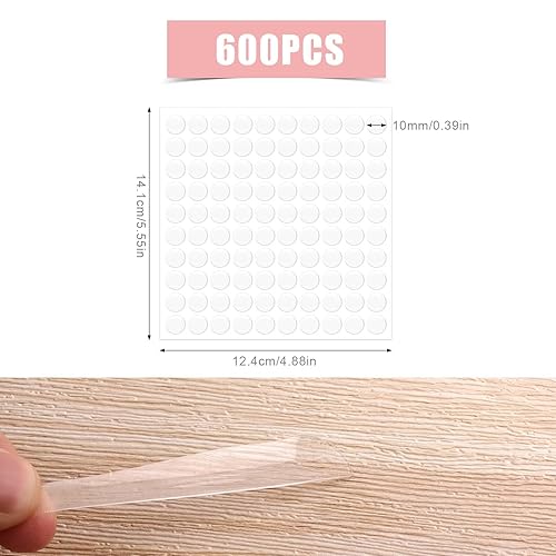 Miniatura 2 de 600 unidades6 hojas de puntos adhesivos de doble cara, masilla transparente de 0.4 pulgadas, puntos adhesivos adhesivos fuertes, puntos adhesivos