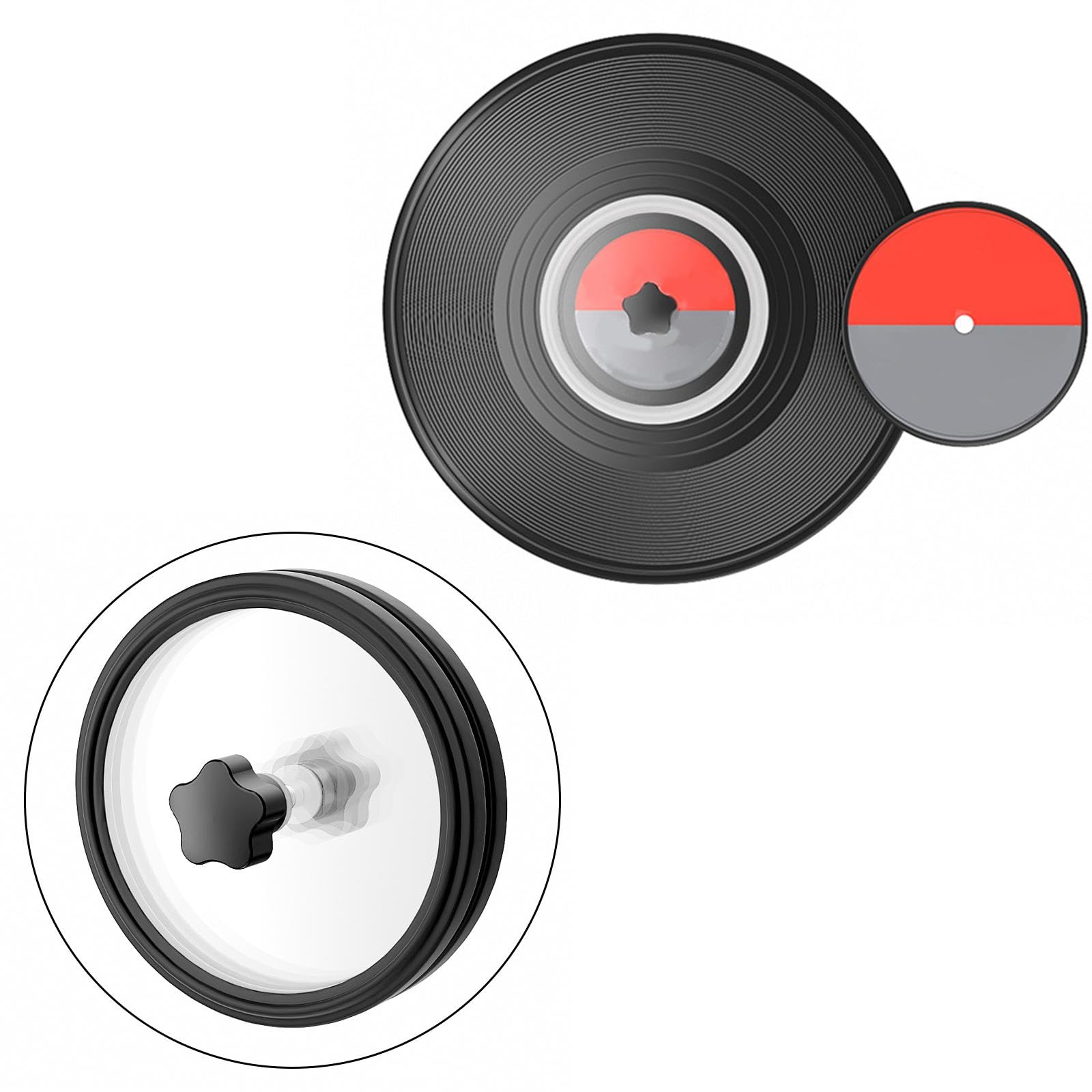 Morsetto per la Pulizia di Dischi in Vinile, Strumento per Risparmiare Etichette per Dischi in Vinile LP, rondella per Dischi in Vinile, Protezione, 116 mm Nero
